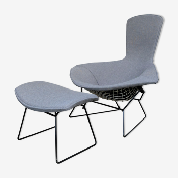 Fauteuil & ottoman Bird vintage, Harry Bertoia pour Knoll International, 1960s