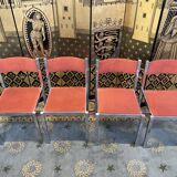 Suite of 4 velvet and chrome chairs 1970