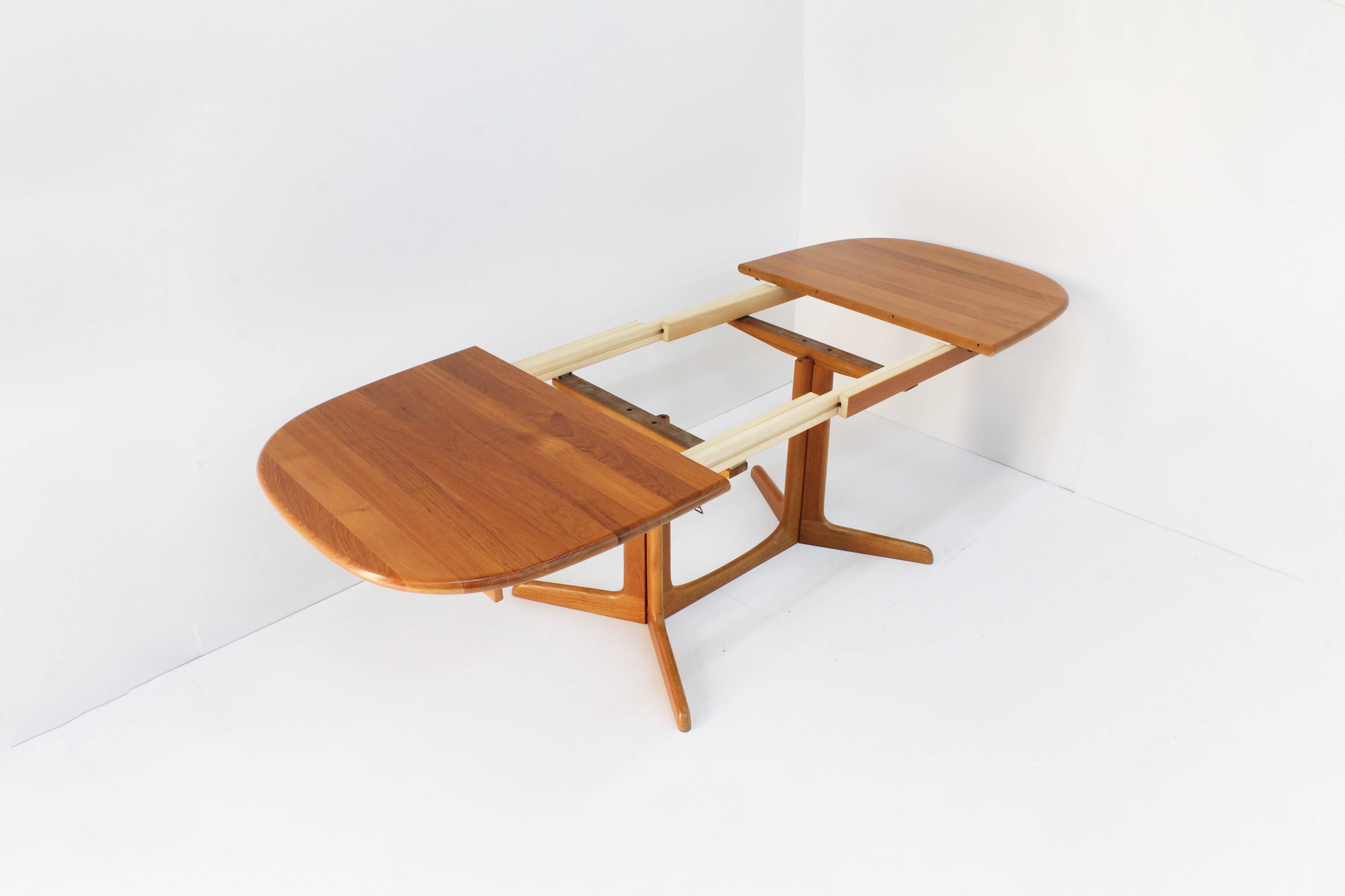 Vintage Gudme Danish oval extendable dining table solid teak 1960s