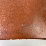 Small stool or footrest in wood and leather