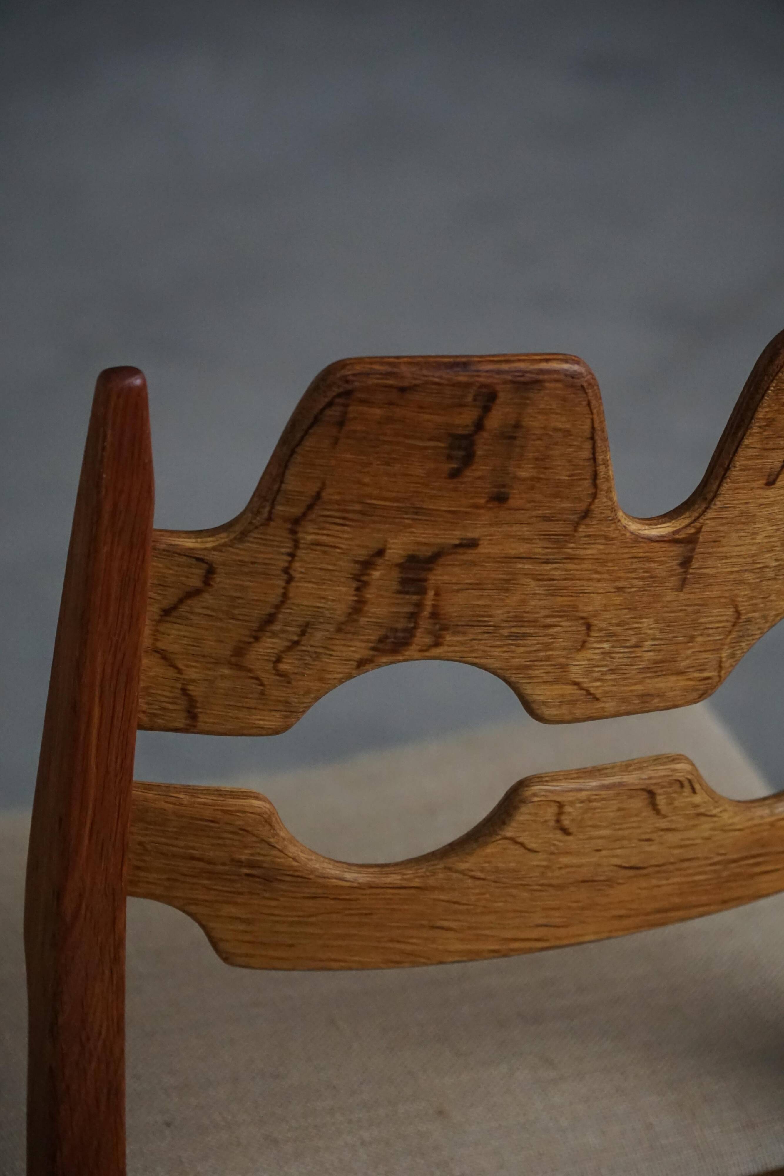 Set of 8 Razorblade chairs in oak and jute by Henning Kjærnulf, 1960s