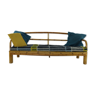 Sixties rattan / manou daybed with extension