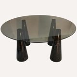 Black marble geometric organic shaped coffee table by Casigliani, Italy 1970s