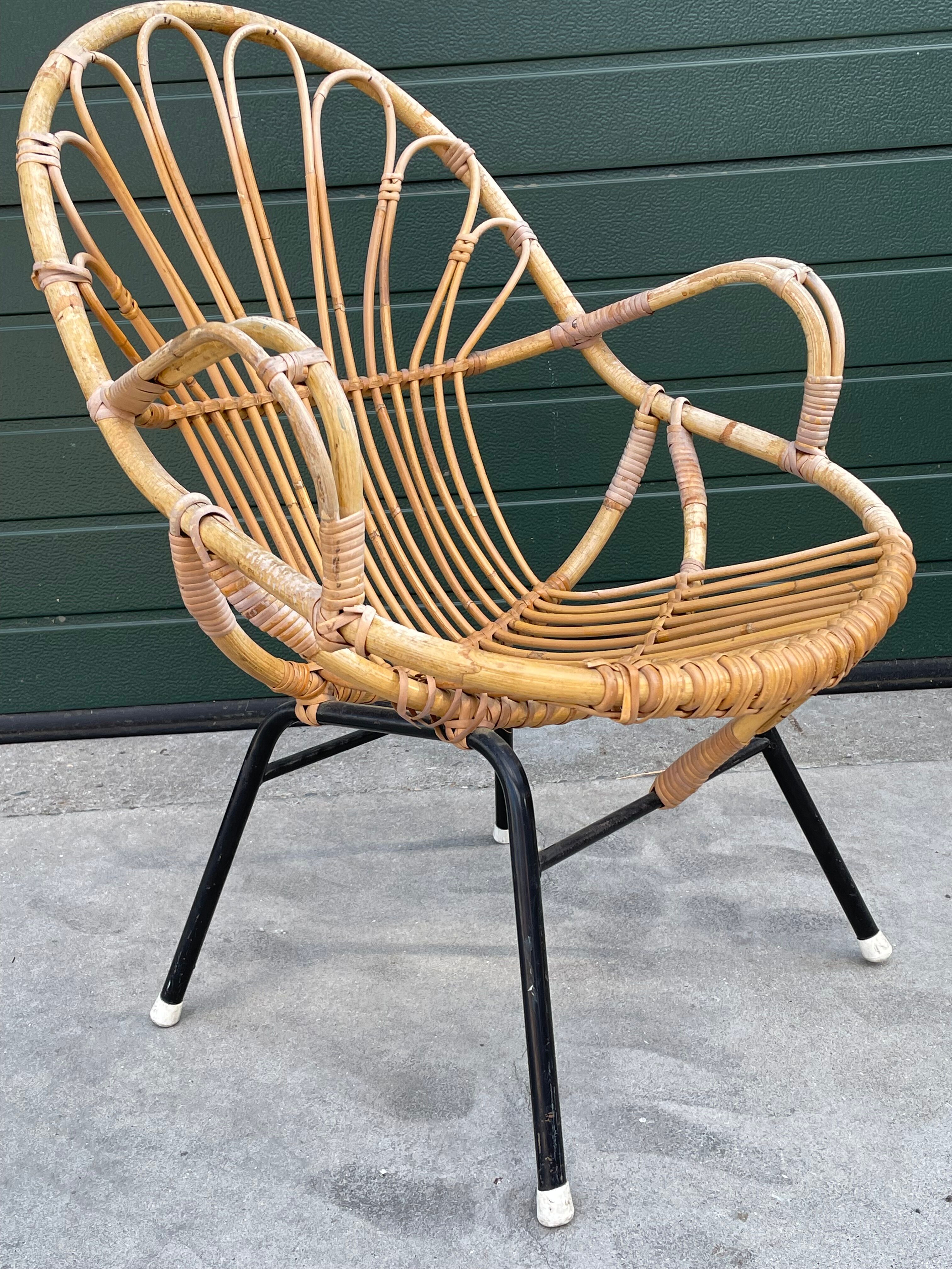 Rattan chair by Dirk van Sliedregt Rohe Noordwolde 1960 in the Netherlands