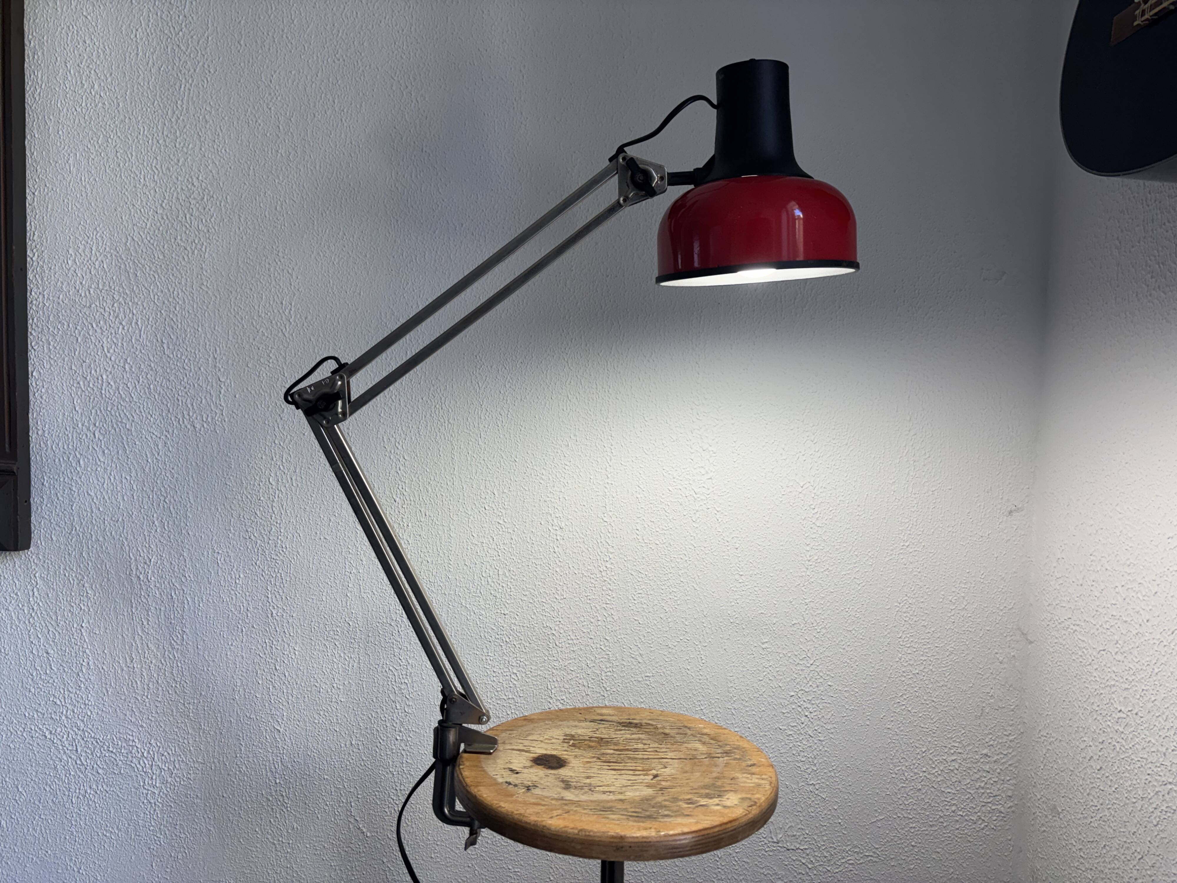 Vintage 1970 Lival P12 architect lamp Finland red steel - 65 cm