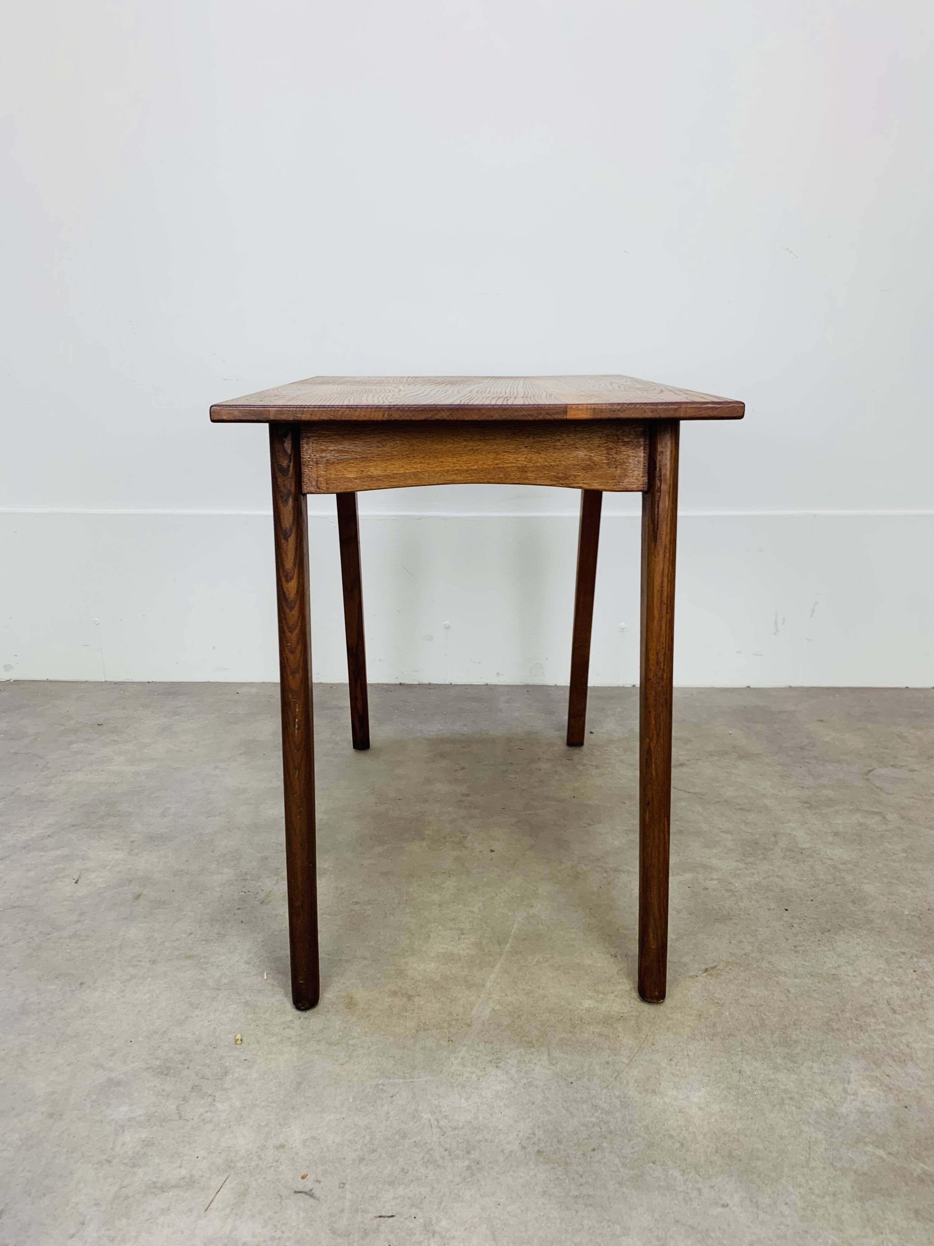 1950s oak desk, vintage, compass legs