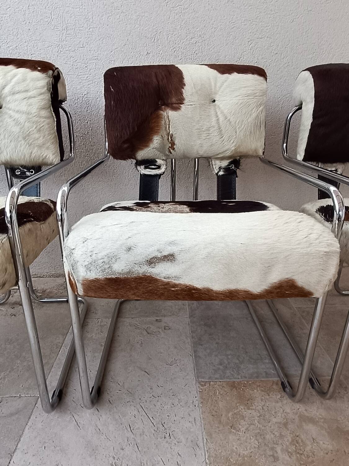 Set of 4 vintage Cucroma armchairs – Guido Faleschini – leather