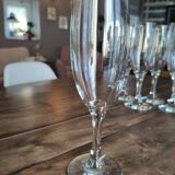 Set of 9 vintage glass champagne flutes