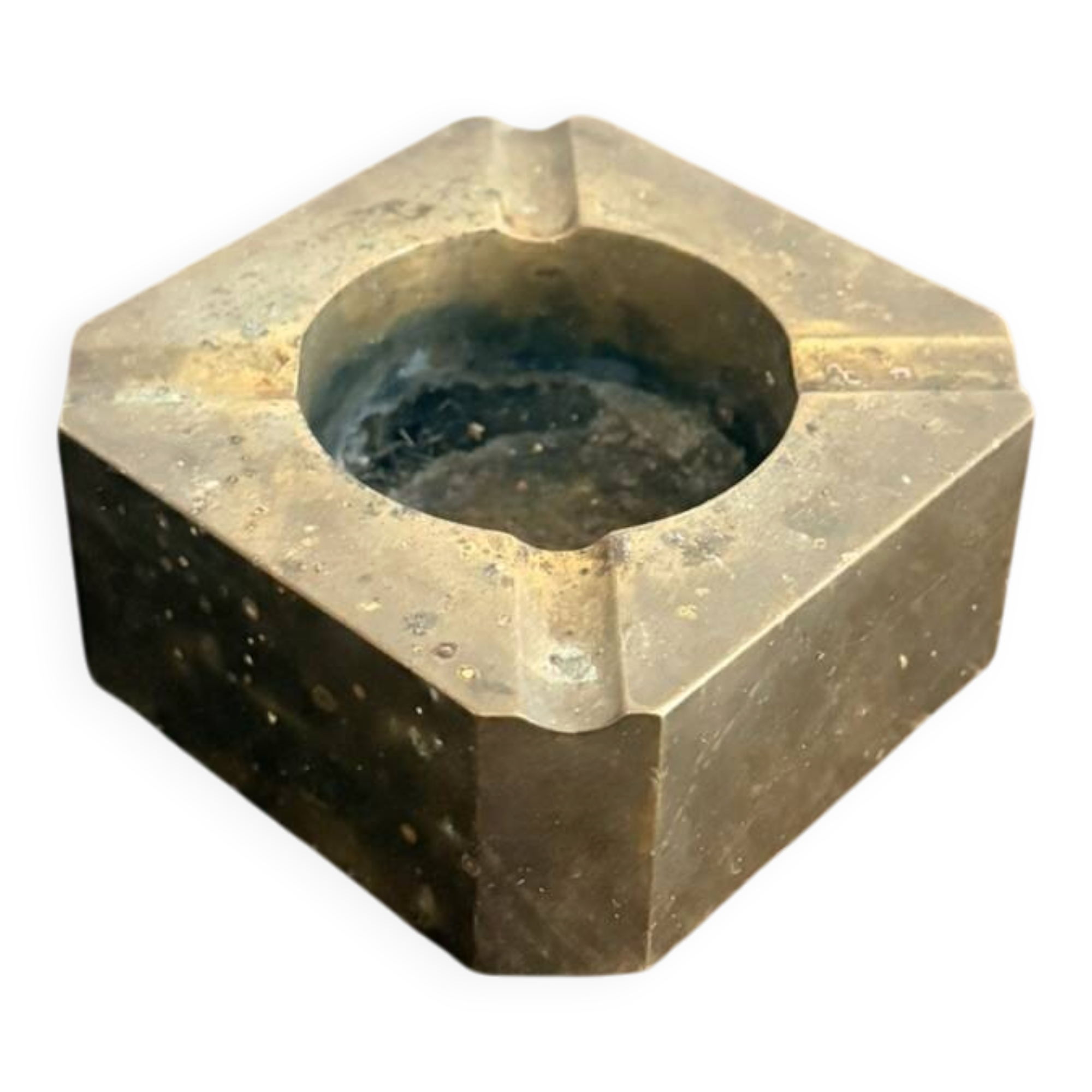 Vintage Geometric Brutalist Mid-Century Bronze Ashtray
