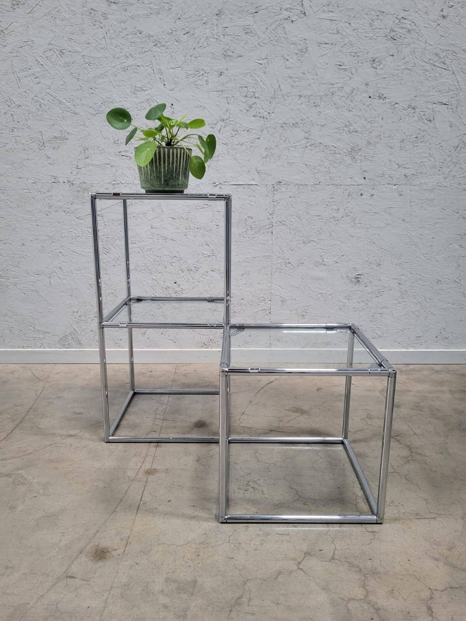 Poul Cadovius Série Abstracta Table d'appoint modulaire en cubes chromés, années 1960