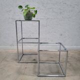 Table d'appoint modulaire en cubes chromés, années 1960 Poul Cadovius Série Abstracta