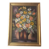 Large framed flower painting