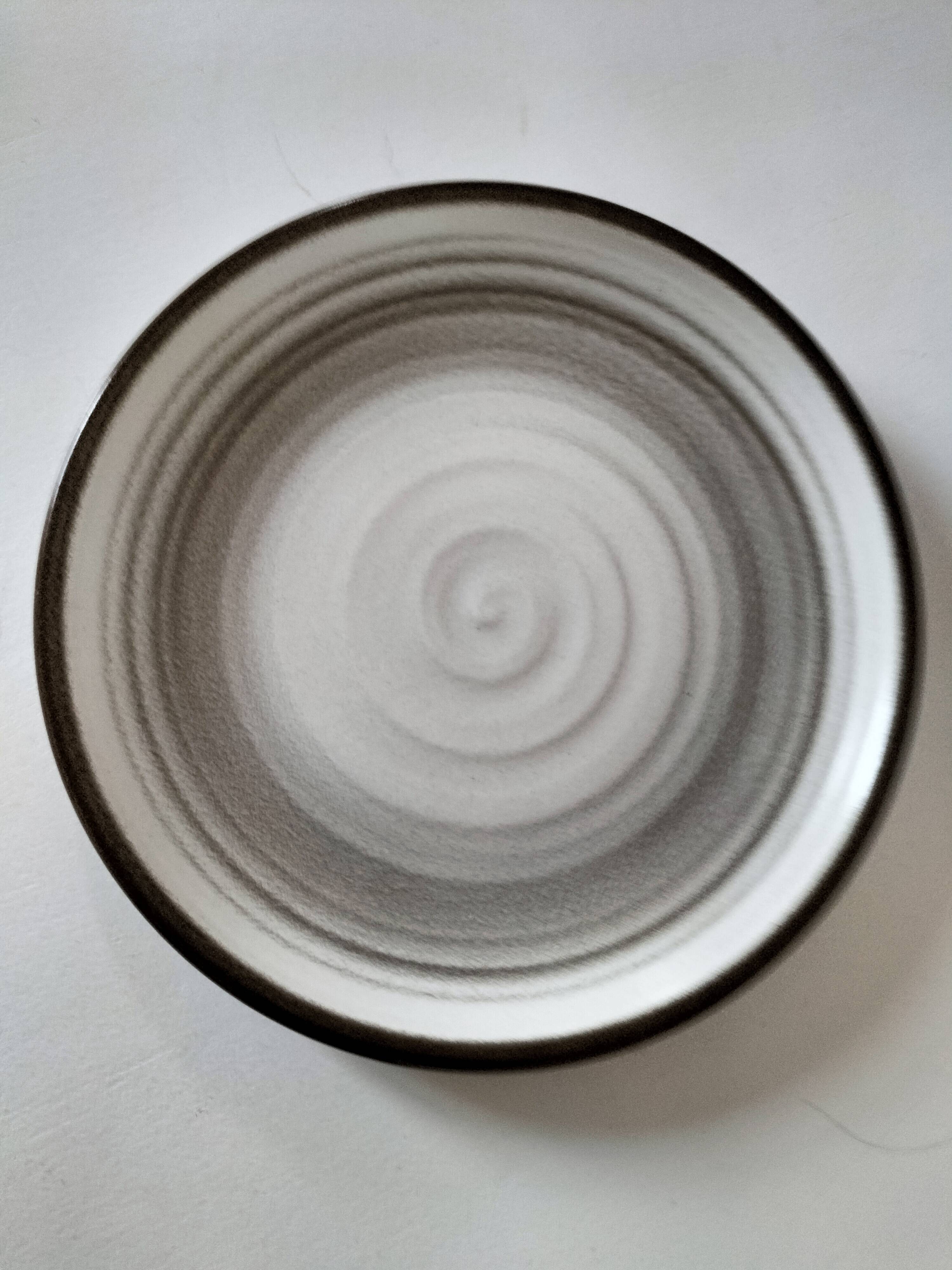 Set of 10 Salins plates with grey and brown mineral spiral decoration