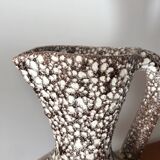 Large Vallauris Fat Lava brown and yellow ceramic pitcher from the 70s