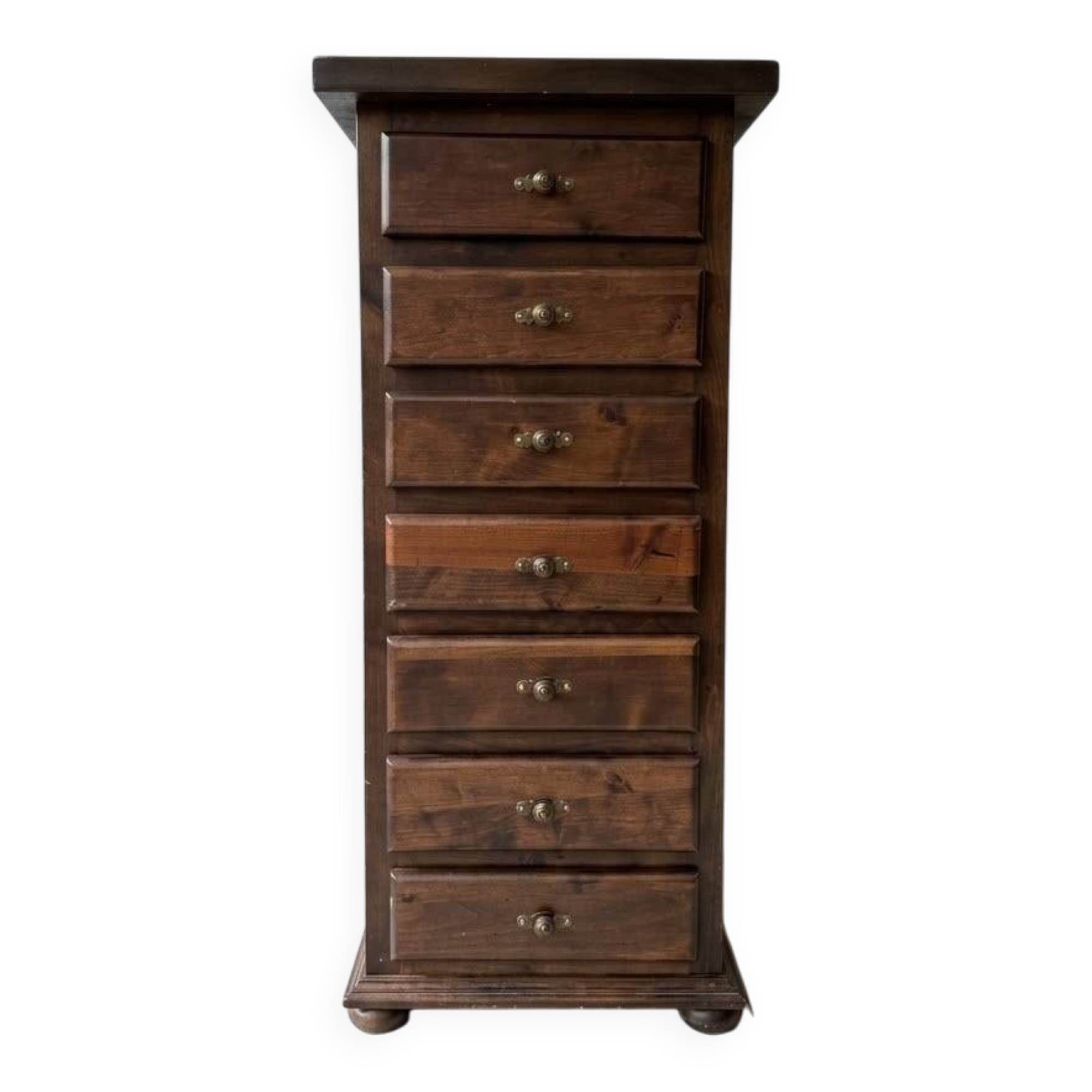 Vintage brown wooden chest of drawers