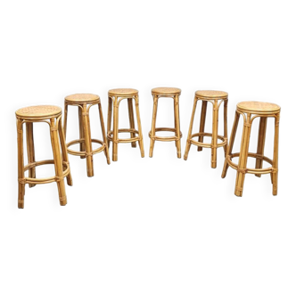 Vintage bamboo barstools stool 'Boho'