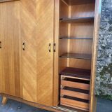 Light oak sliding door wardrobe, 1960