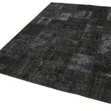 Handmade anatolian vintage 173 cm x 242 cm black patchwork carpet