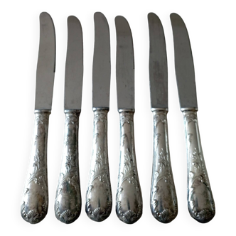 Set of 6 silver metal knives