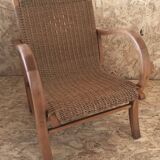 Bauhaus armchair in wood and rope by Erich Dieckmann