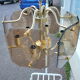 Golden chandelier 6 bevelled smoky glass lights