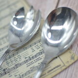 Old salad cutlery, made of metal, in their Amefa case