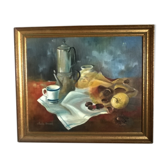 Tableau nature morte "aux chataignes"