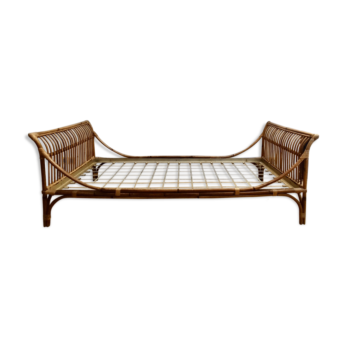 Vintage rattan bench 1960