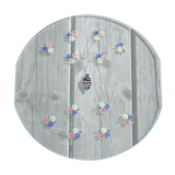 Vintage glass platter – Cold enamel floral painting "Handmade"