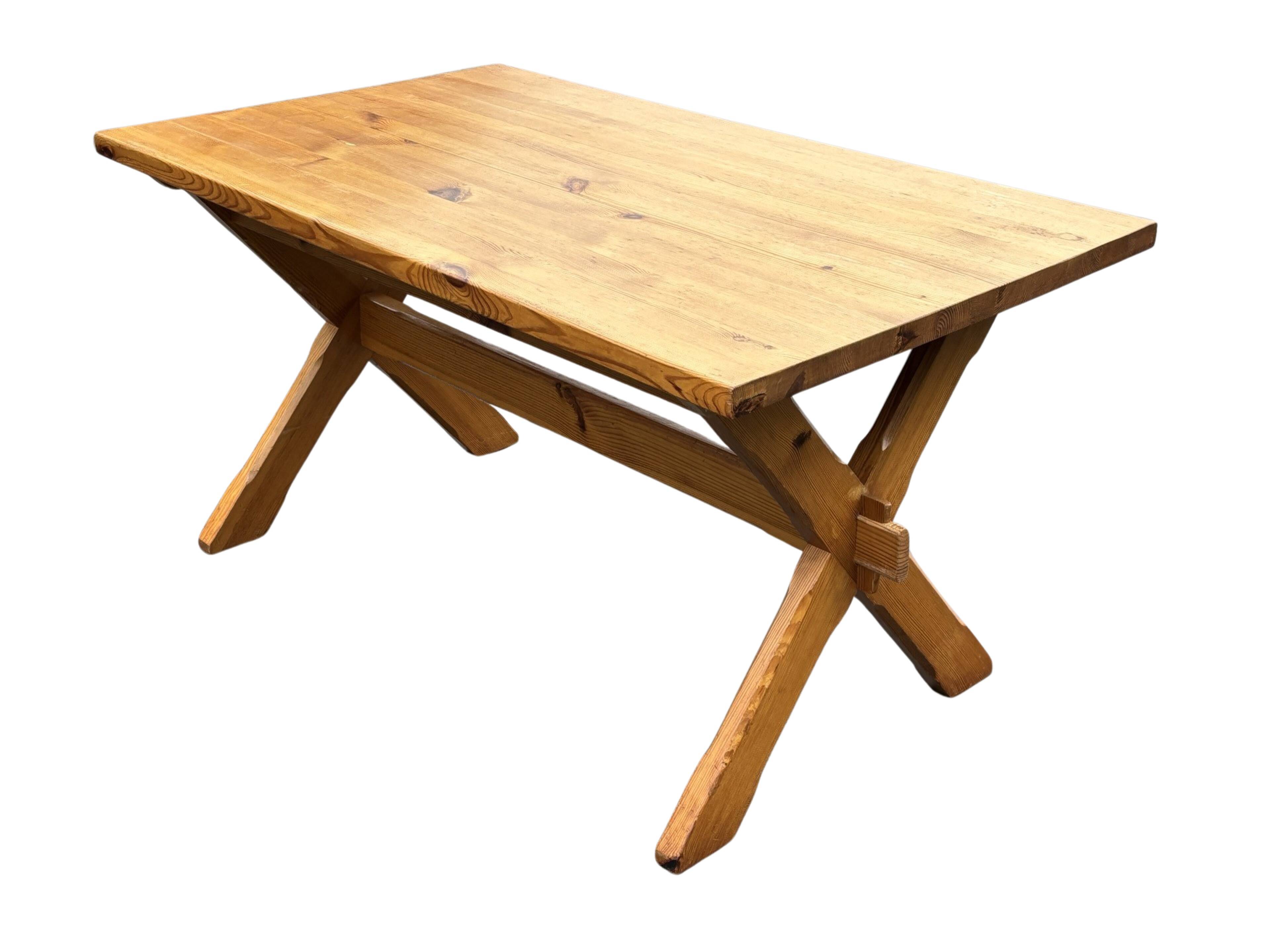Vintage dining table pinewood 1960 minimalist dining table