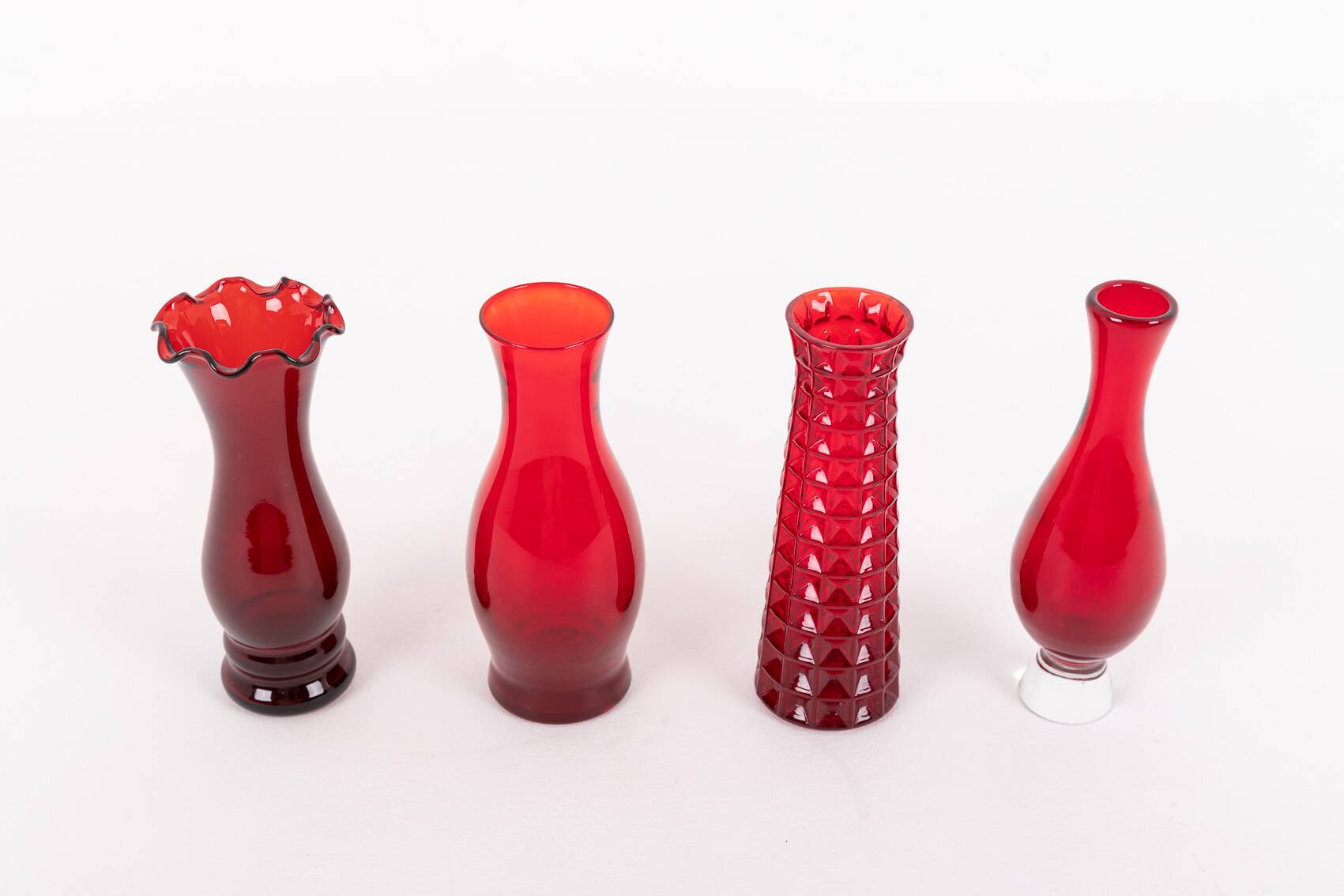 Set of 4 art glass vases by Monica Bratt for Reijmyre, Sweden 1950’s