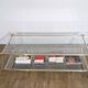 Table basse vintage en lucite metal et verre 1960
