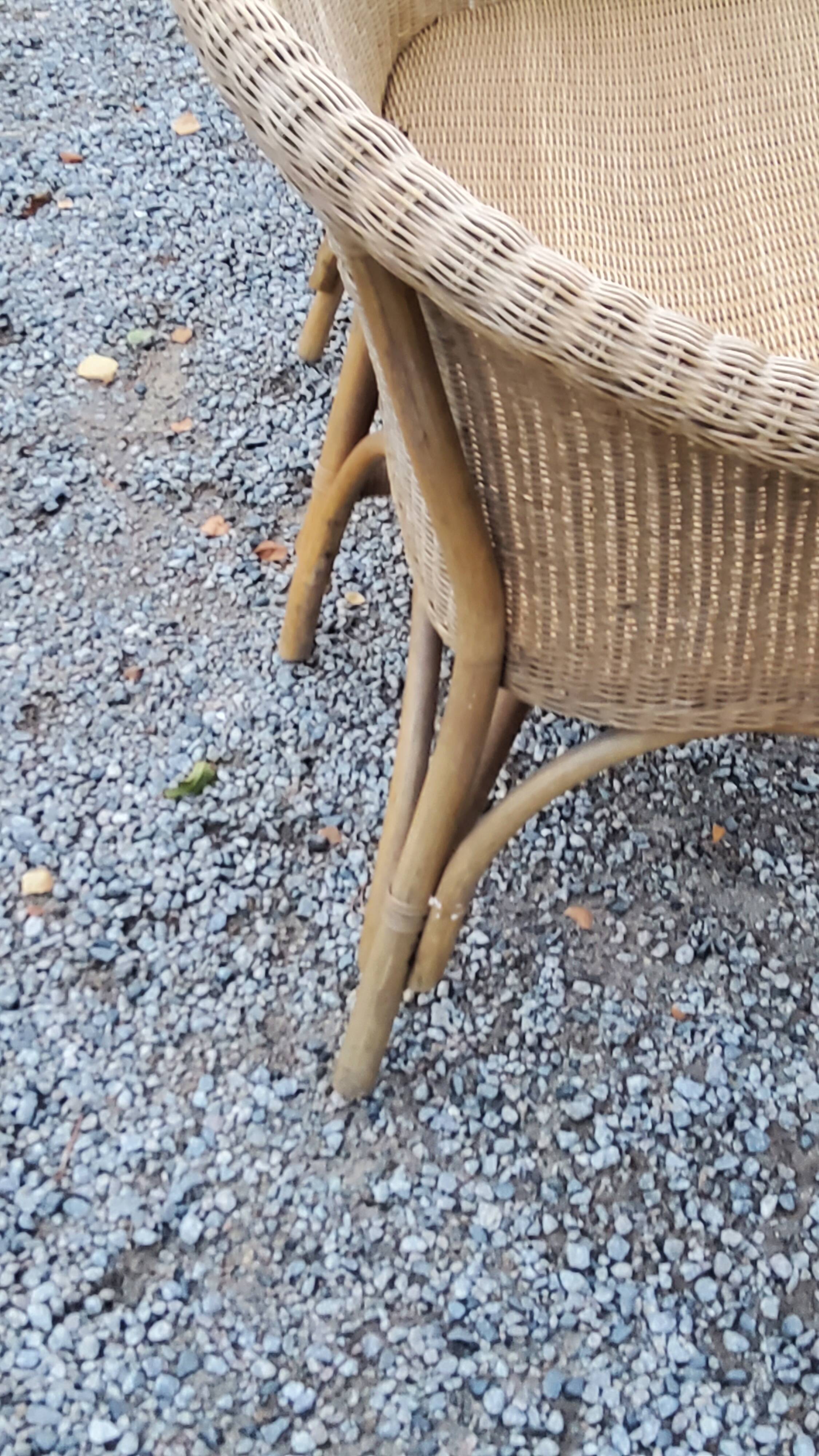 Pair of armchairs and bench in rattan and bamboo from the 60s/70s