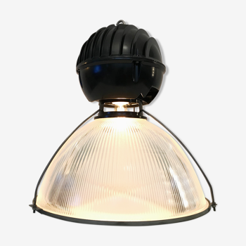 Lampe suspension holophane verre prismatique noire