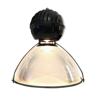 Suspension lamp holophane black prismatic glass