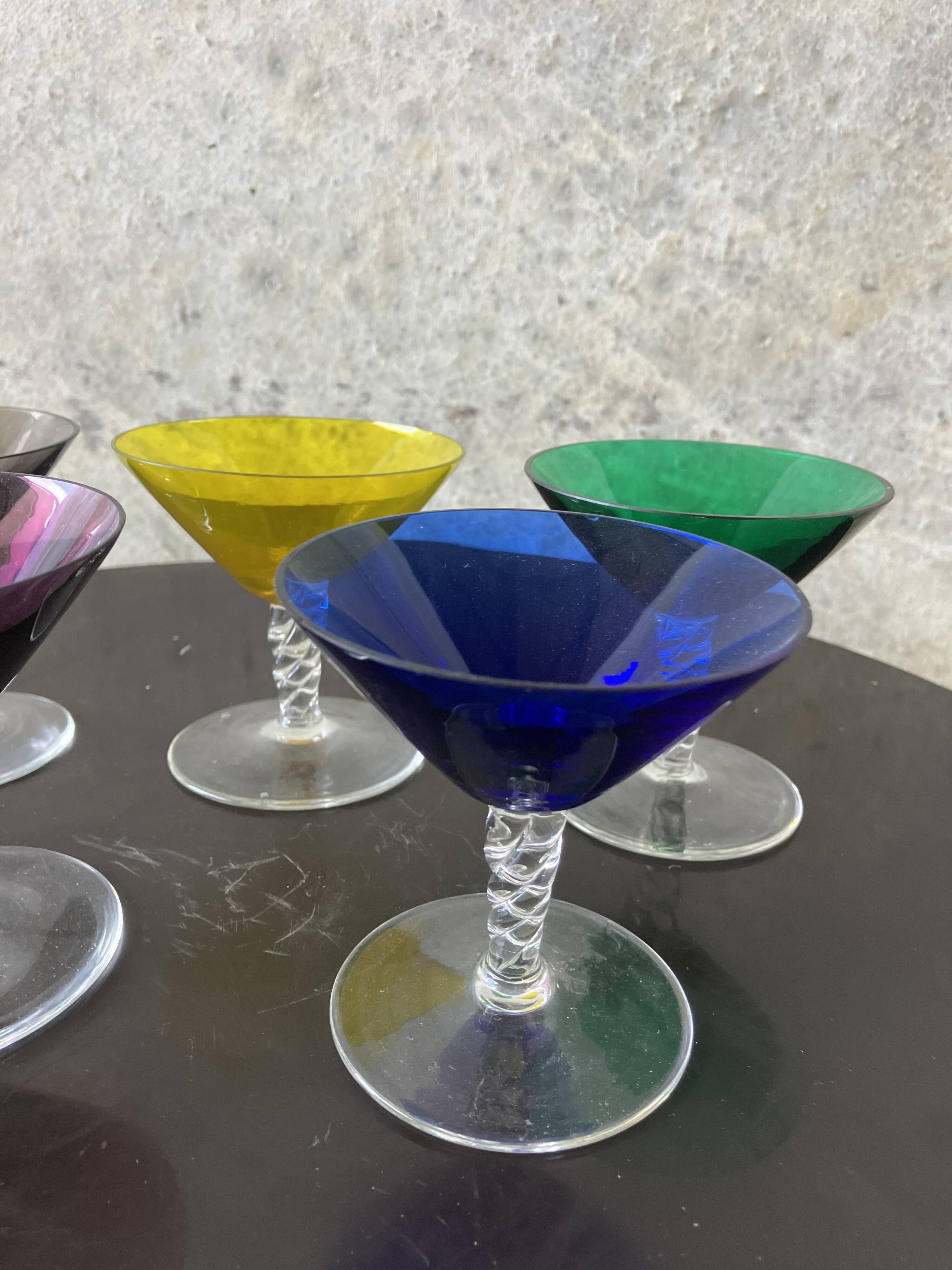 vintage 1970s martini glass set