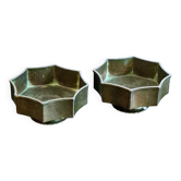 Pair of bowls/candle holders Just Andersen in metal Disko, Danish Grace