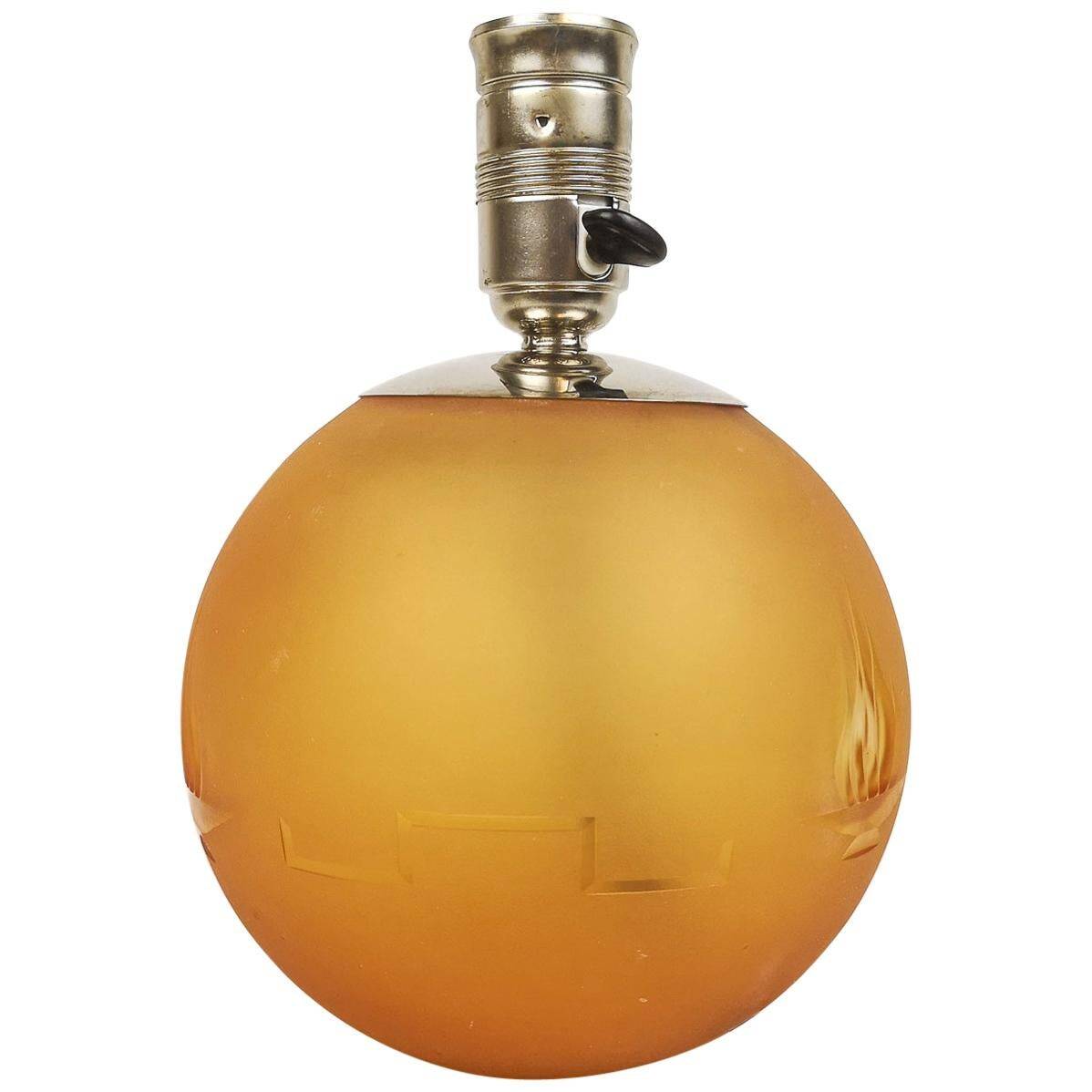Art Deco table lamp in artistic glass and chrome, Sweden, 1930s