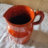 Pitcher vase in orange stoneware