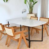 Rectangular dining table in Carrara marble 200x100