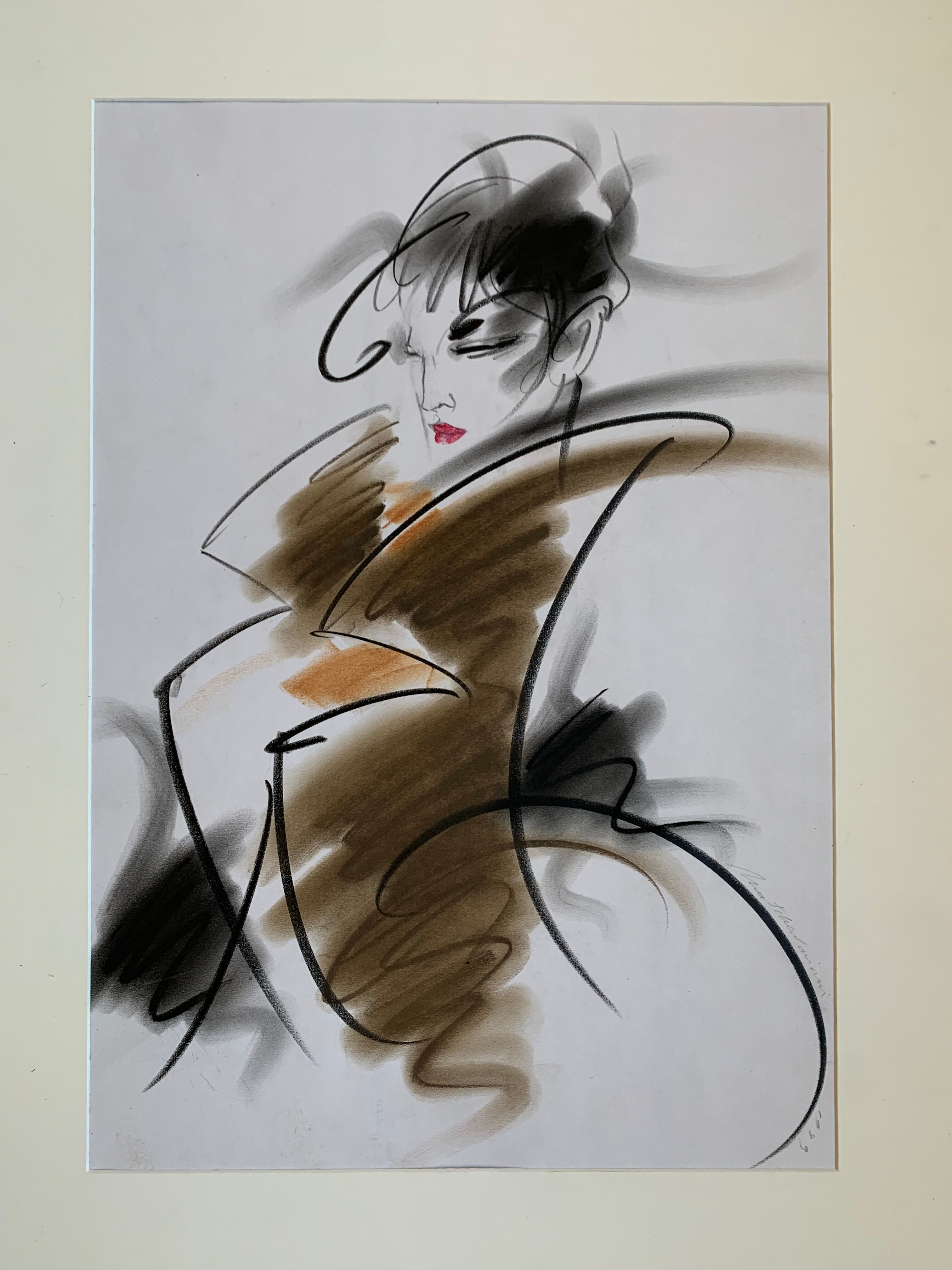 Henri Matchavariani (VOGUE illustrator) (1939) Fashion drawing. Contribution for Vogue 1990