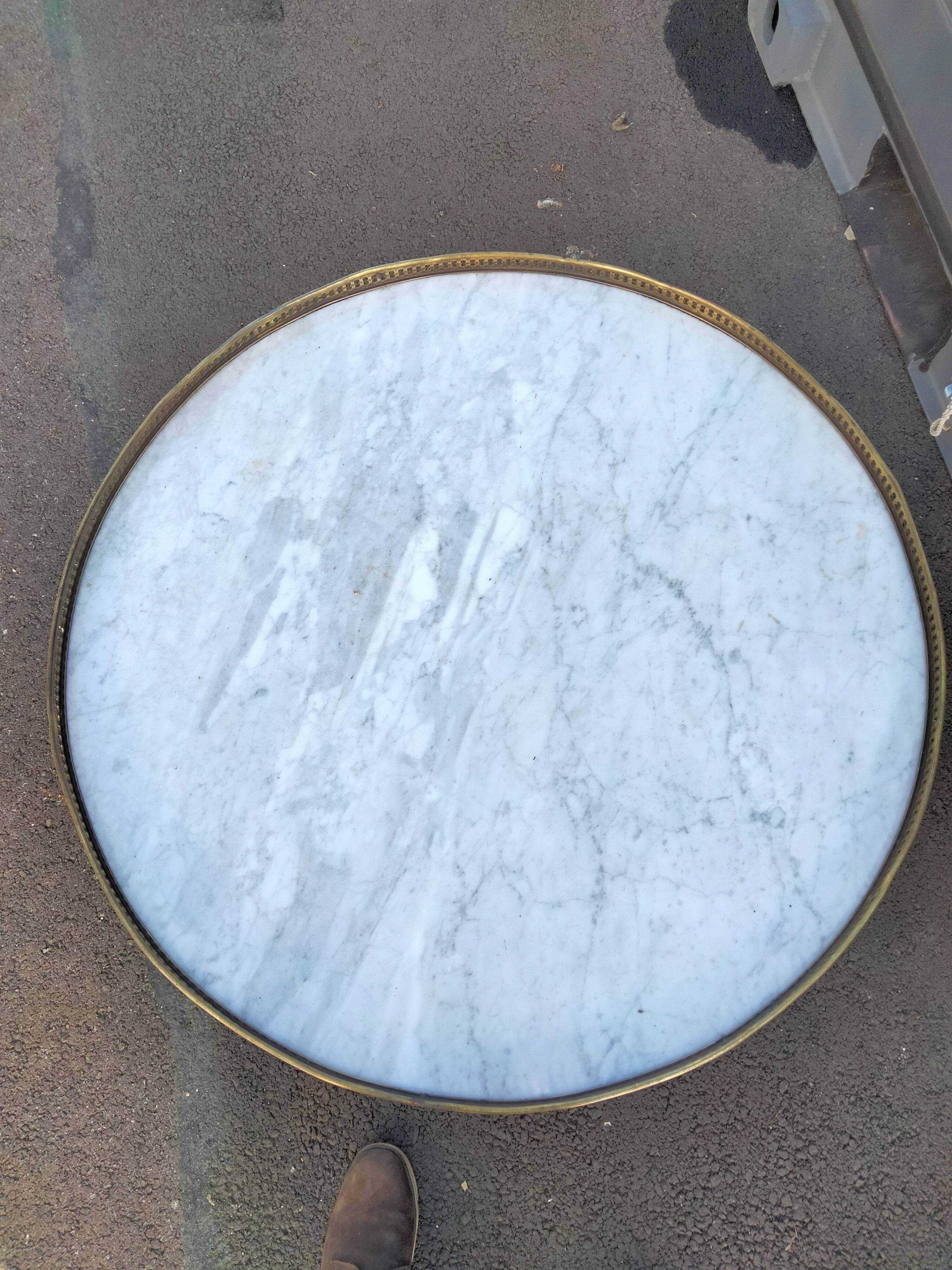 High table old hot water bottle Louis XVI style marble top