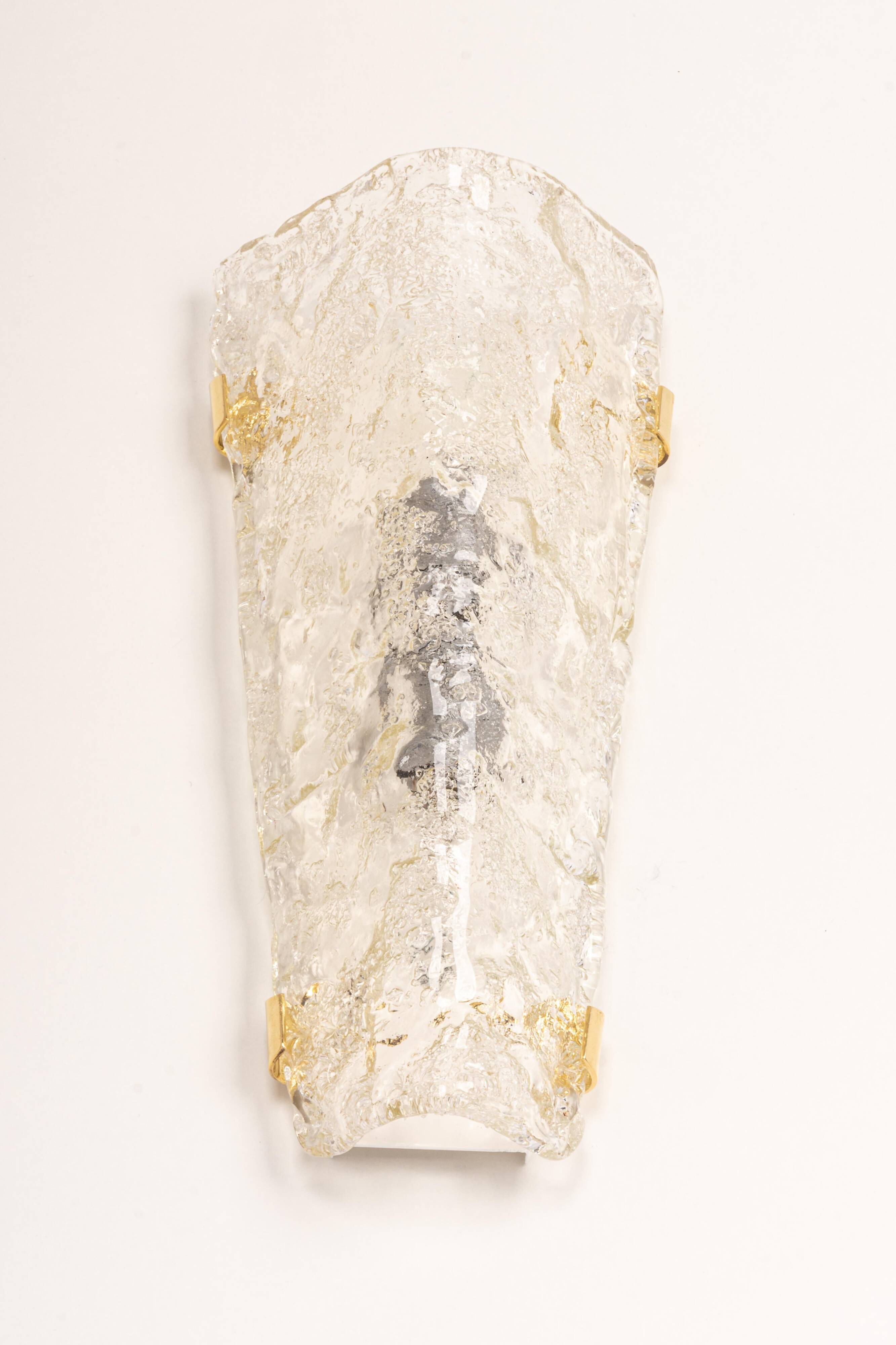 Set of 3 large angular wall sconces in Murano glass by Hillebrand, Germany, 1960s.