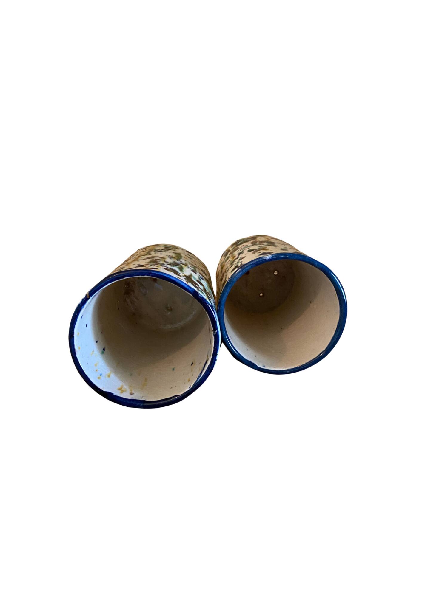 Paire de caches pots, vases en céramique émaillée