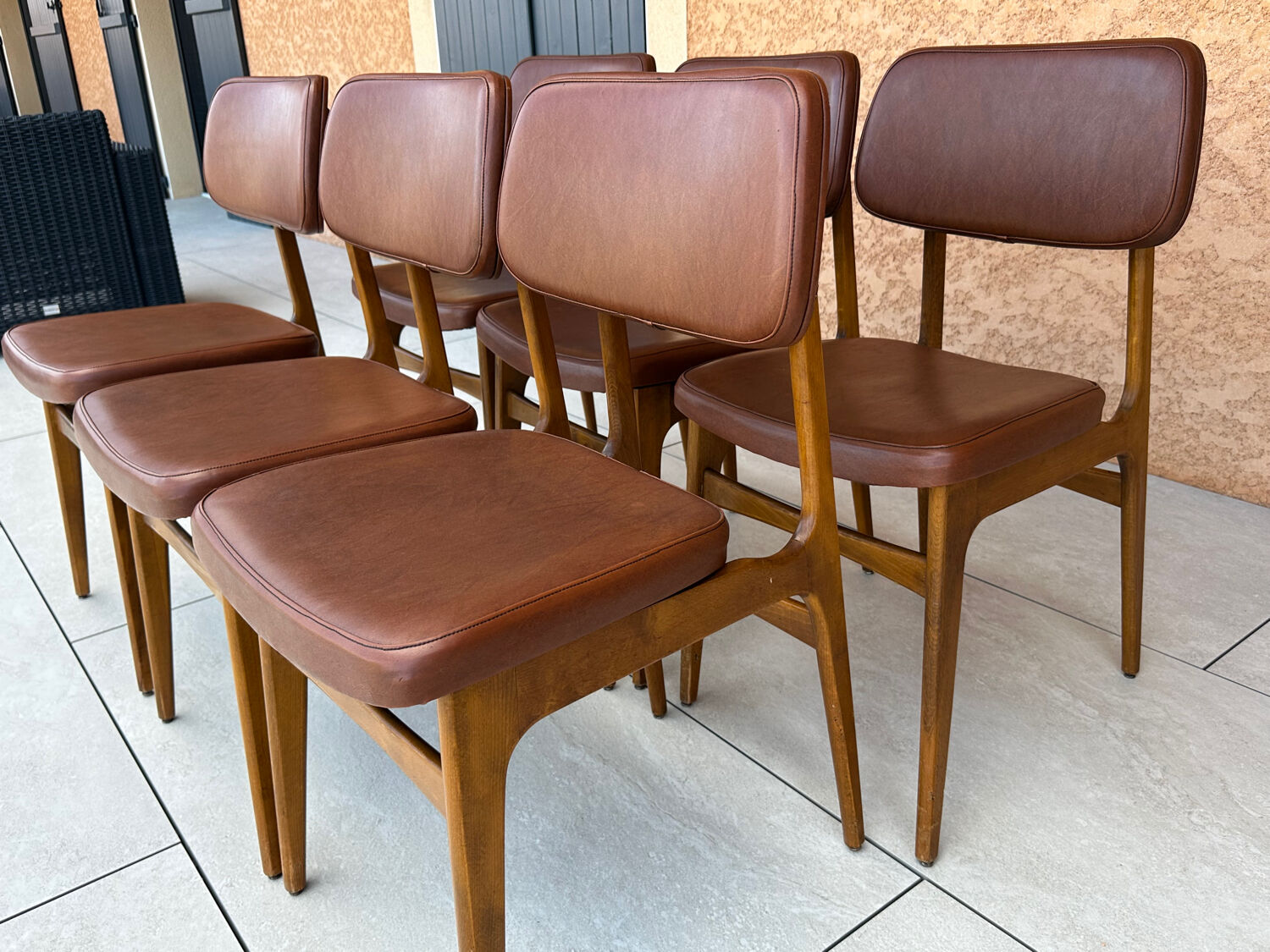Set of 6 vintage Scandinavian dining chairs from the 1970s.
