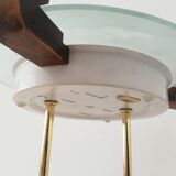 Glass wood library table lamp