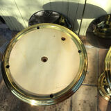 Pair of coffee tables gilded metal smoked glass top