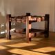 Wooden Brazilian Brutalist Leather Foot Stool Pouf