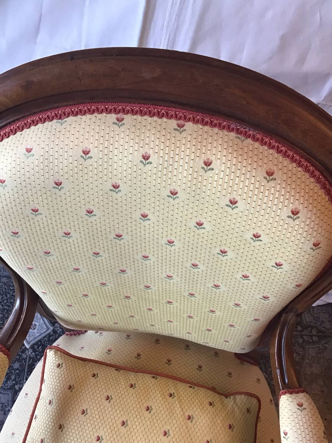 19th century Louis Philippe style armchair with purple backrest