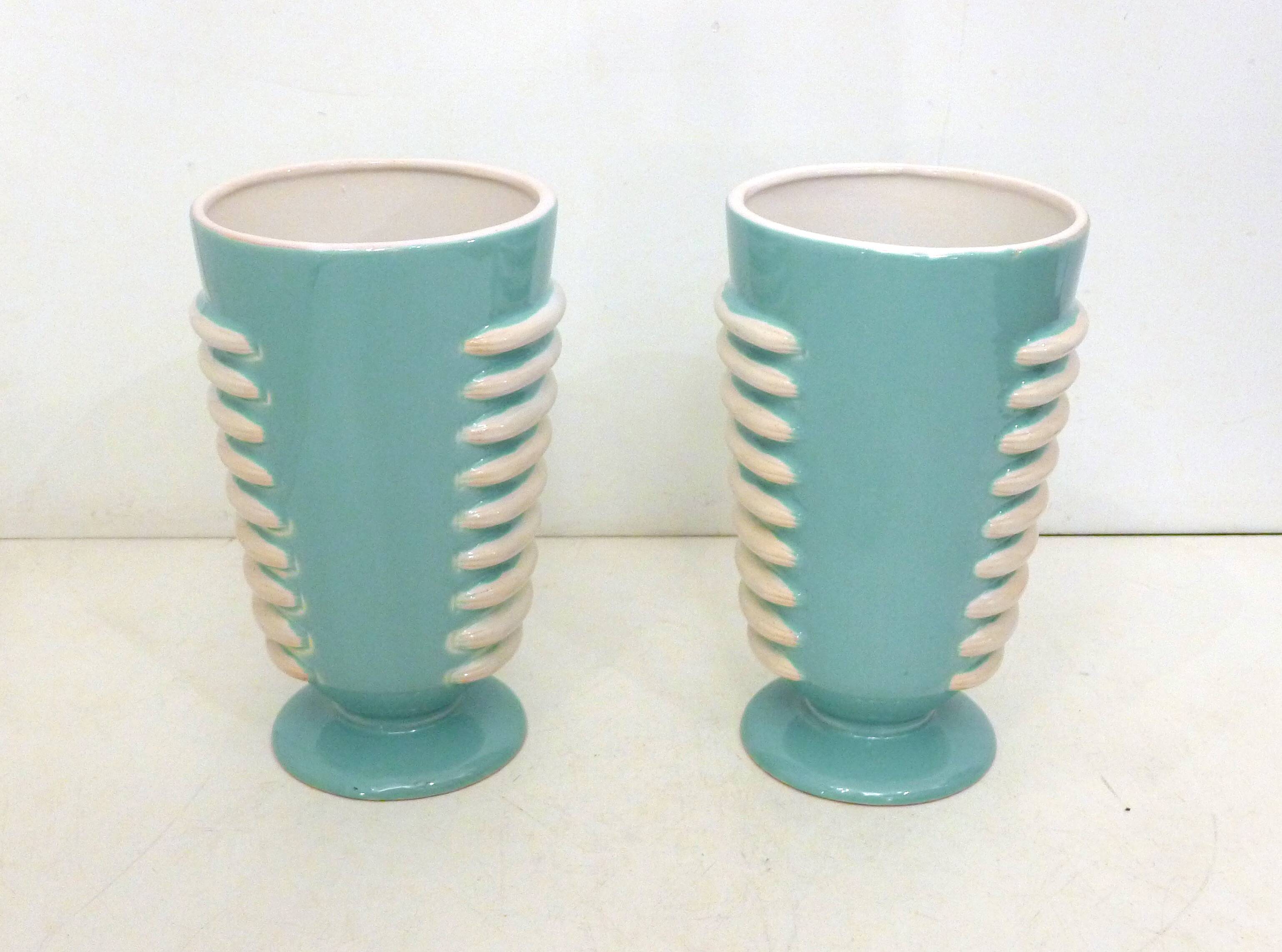 Paire de grands vases Art Déco 1940' Saint-Clément (H 25,5 cm)